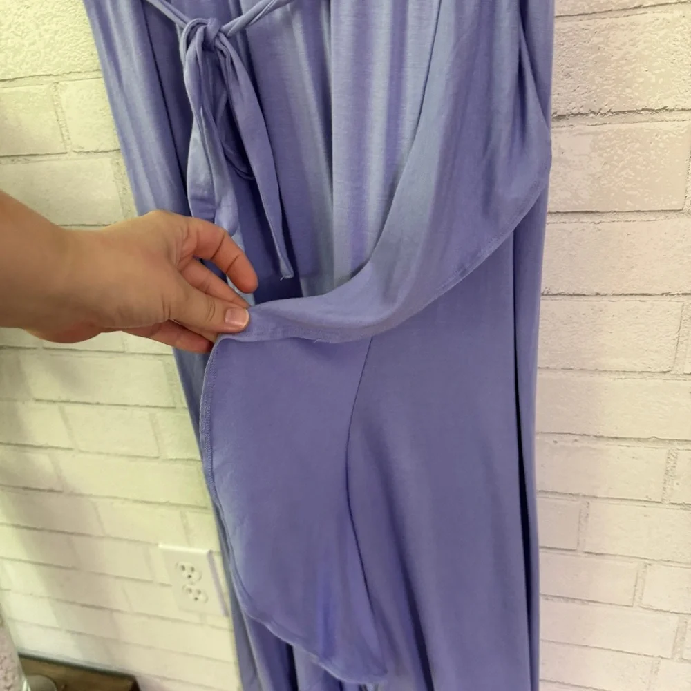 ISABEL Maternity Lilac Faux Wrap Short Sleeve Maxi Dress - Picture 5 of 10